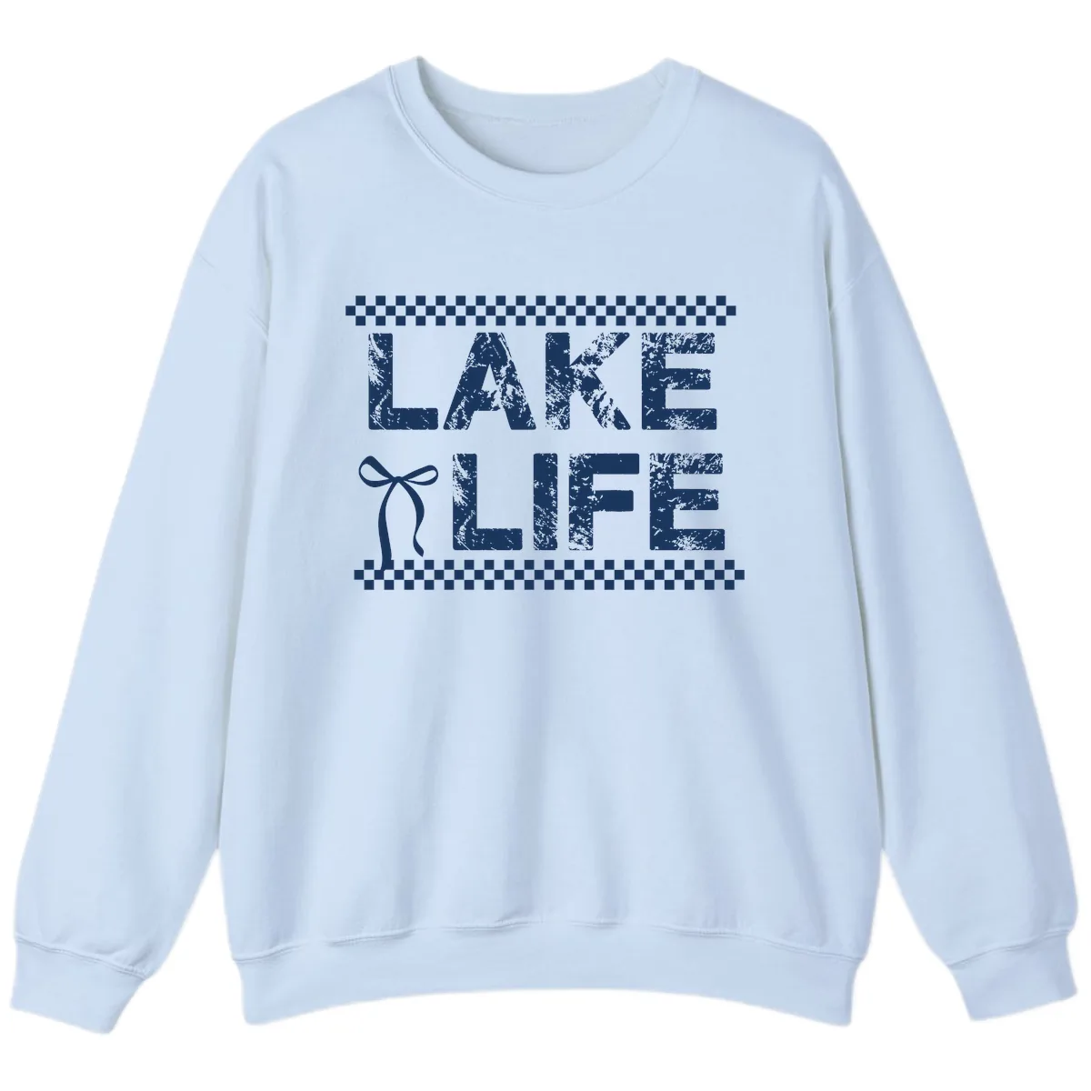 Lake Life With Bow Accent Sweatshirt in Light Blue