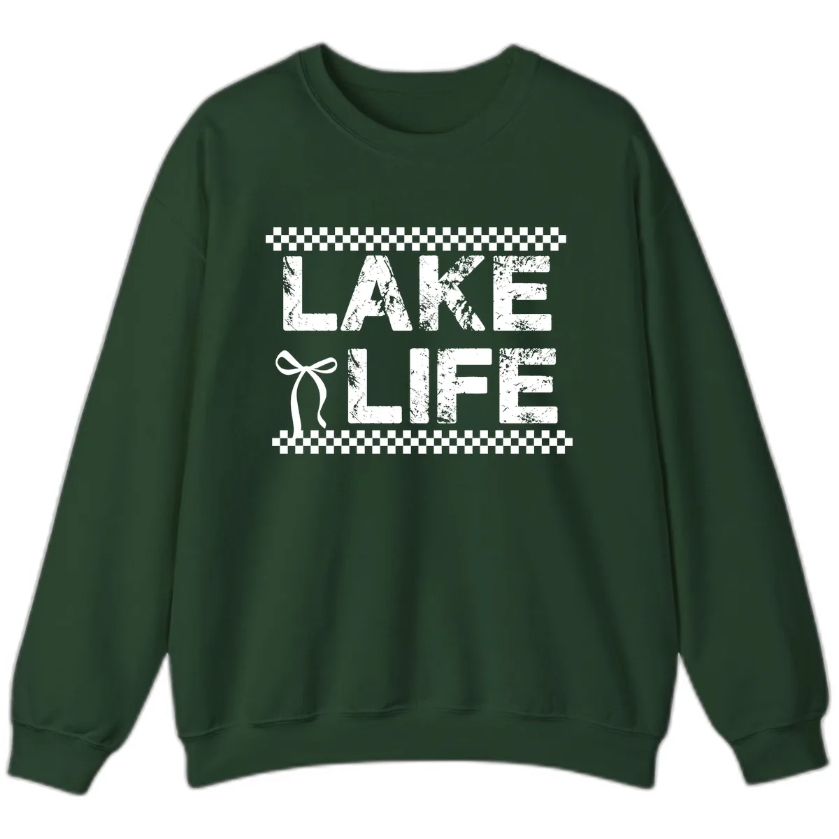 Lake Life With Bow Accent Sweatshirt in Forest Green