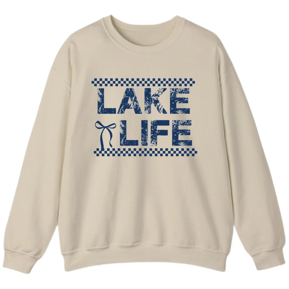 Lake Life With Bow Accent Sweatshirt in Sand