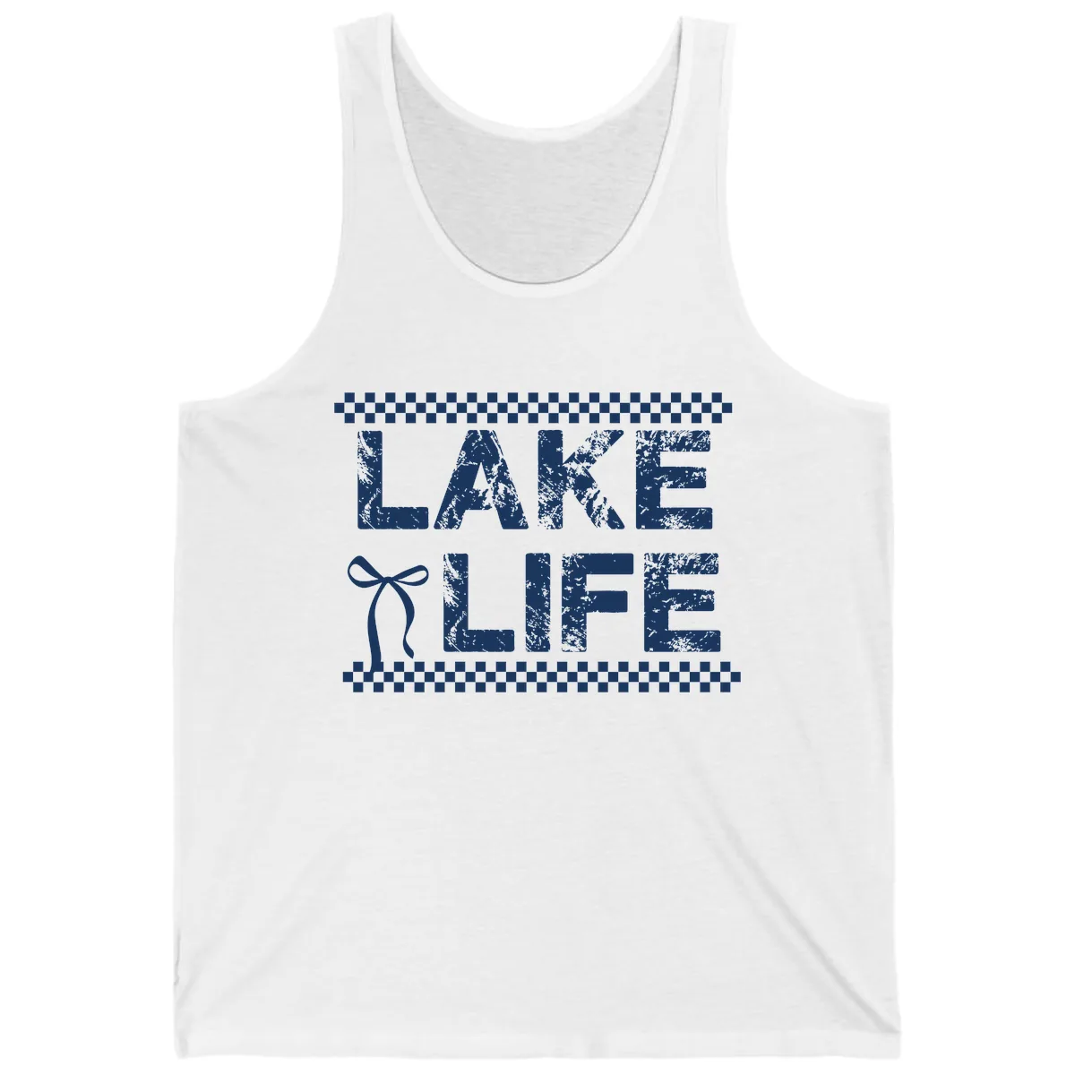 Lake Life With Bow Accent Tank in White
