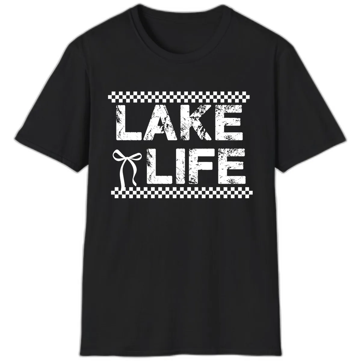 Lake Life With Bow Accent T-Shirt in Black