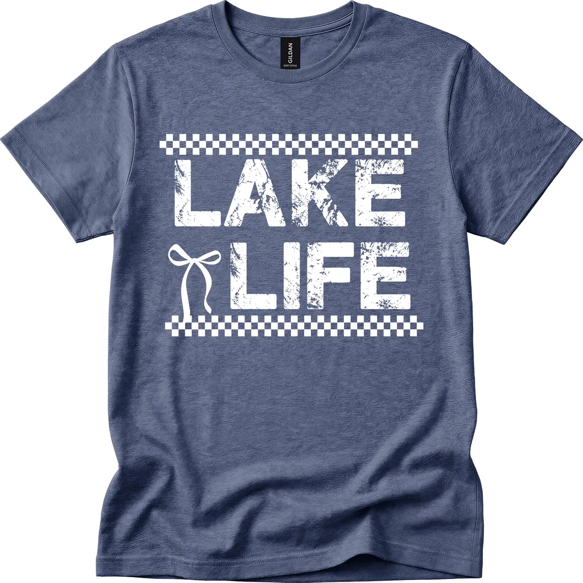 Lake Life With Bow Accent T-Shirt in Heather Navy