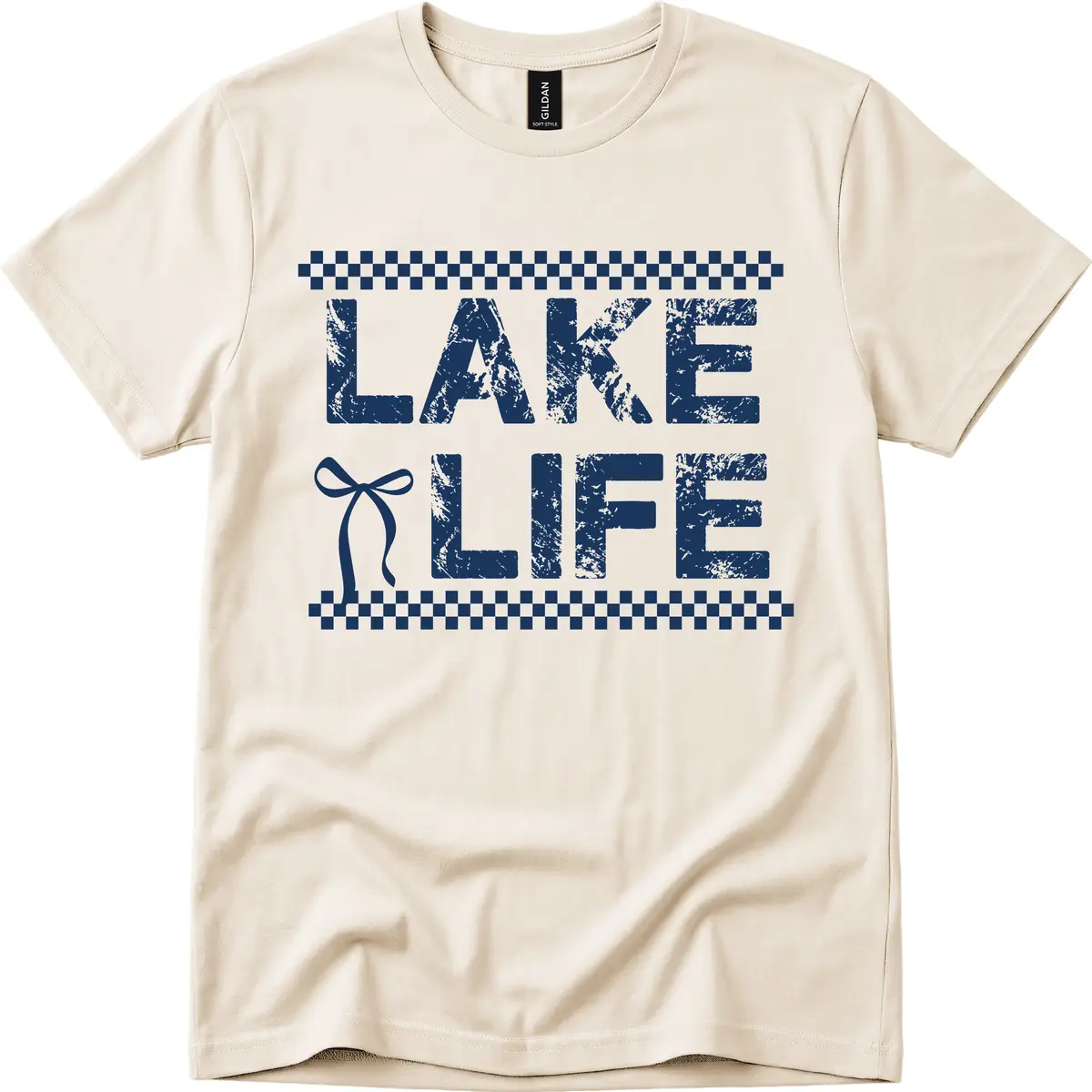 Lake Life With Bow Accent T-Shirt in Natural