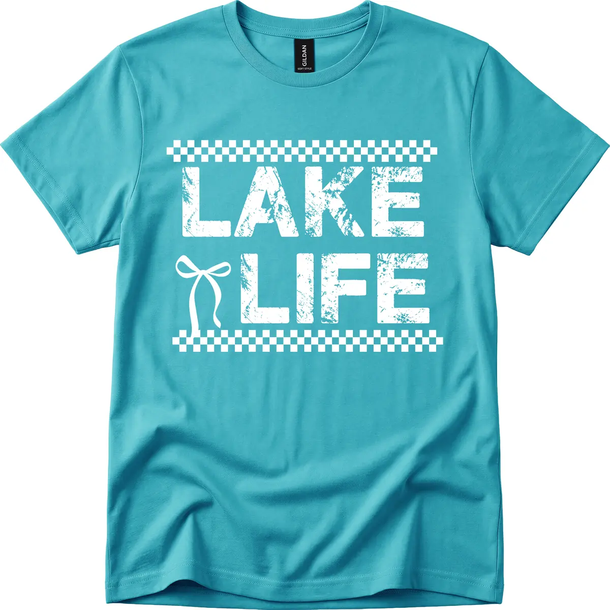 Lake Life With Bow Accent T-Shirt in Tropical Blue