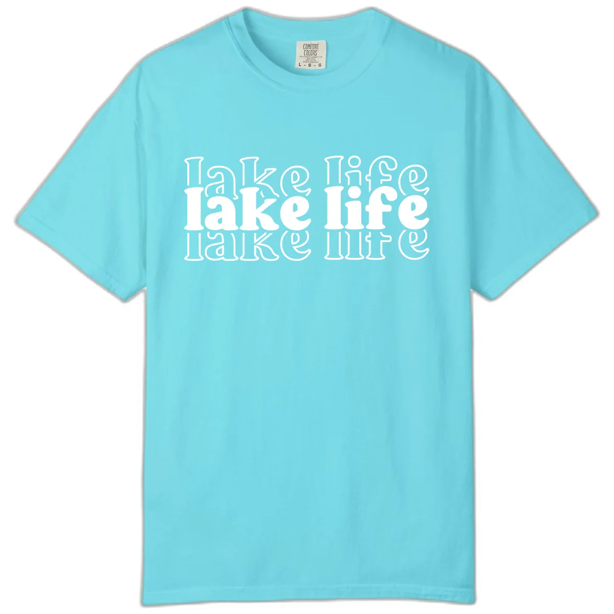 Lake Life Retro Typography Design Comfort Color in Lagoon Blue