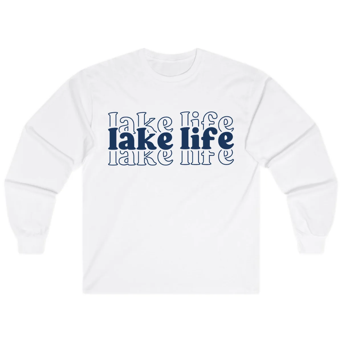 Lake Life Retro Typography Design Long Sleeve in White