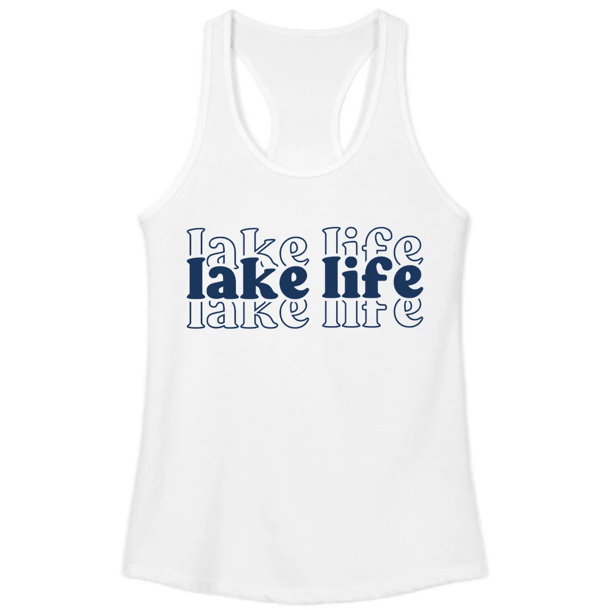 Lake Life Retro Typography Design Ladies Tank in White
