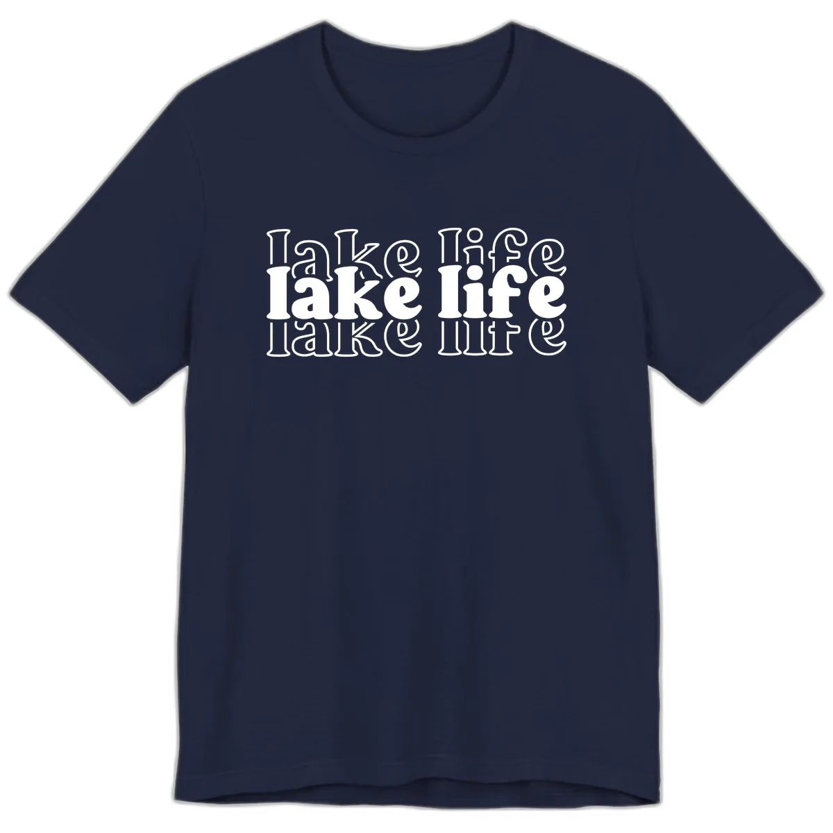 Lake Life Retro Typography Design Premium T-Shirt in Navy