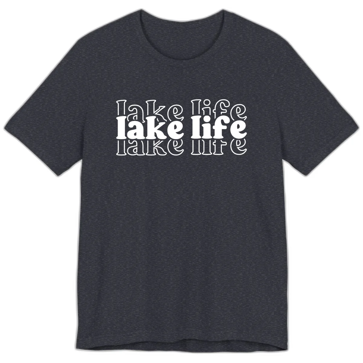 Lake Life Retro Typography Design Premium T-Shirt in Heather Navy