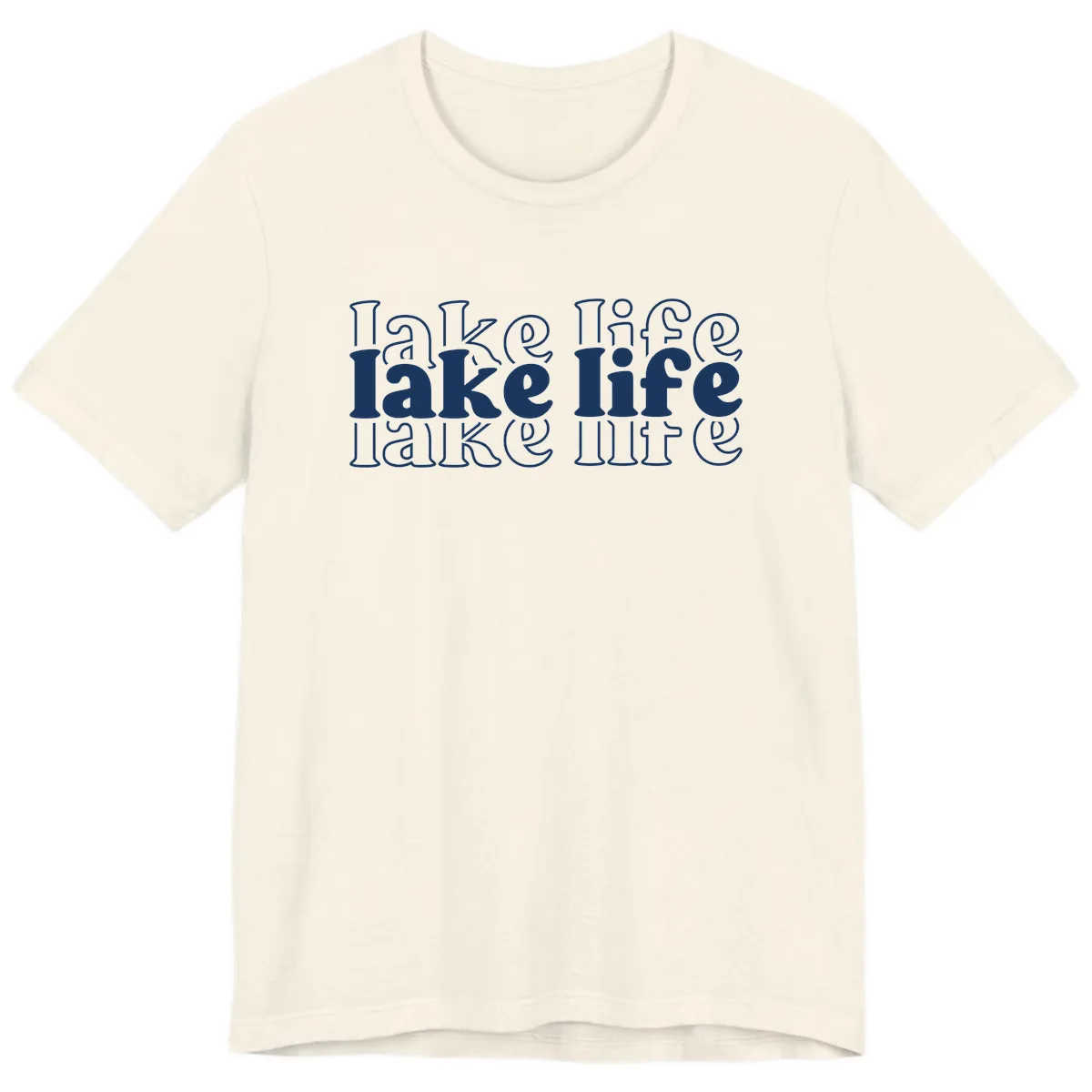 Lake Life Retro Typography Design Premium T-Shirt in Natural
