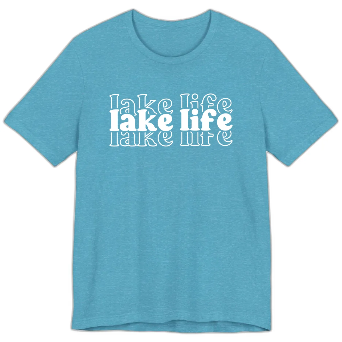 Lake Life Retro Typography Design Premium T-Shirt in Heather Aqua