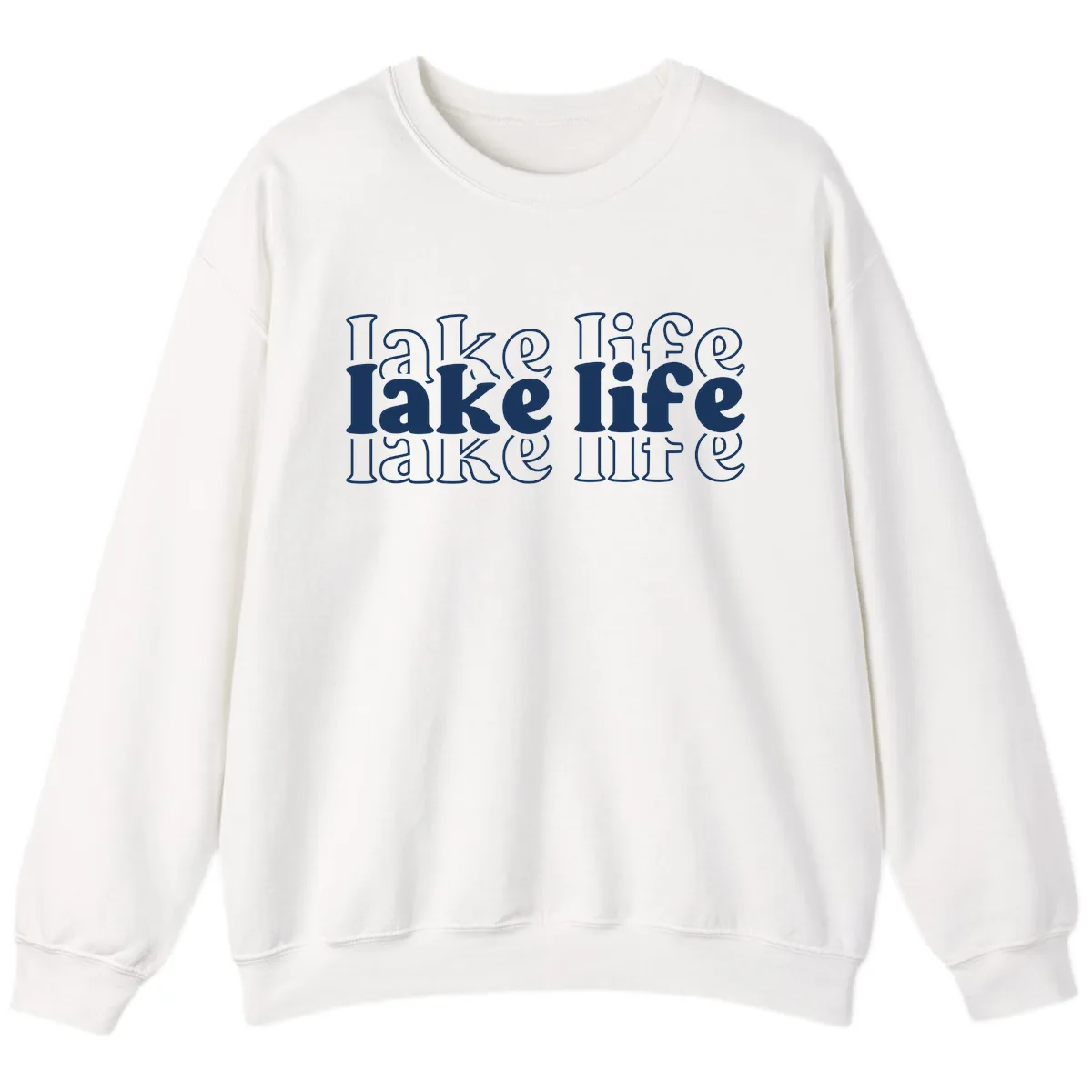 Lake Life Retro Typography Design Sweatshirt in White