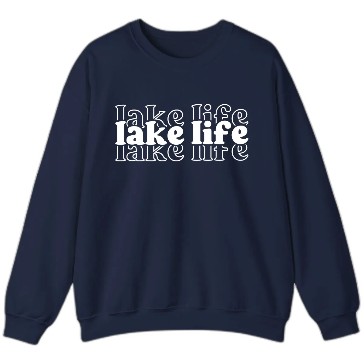 Lake Life Retro Typography Design Sweatshirt in Navy