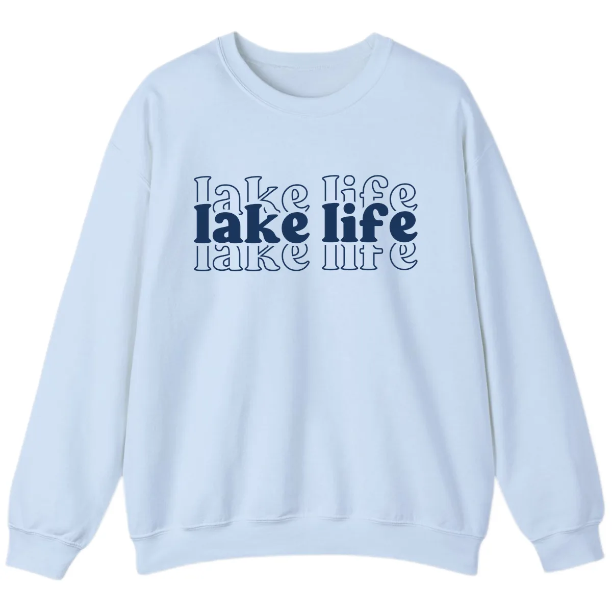 Lake Life Retro Typography Design Sweatshirt in Light Blue