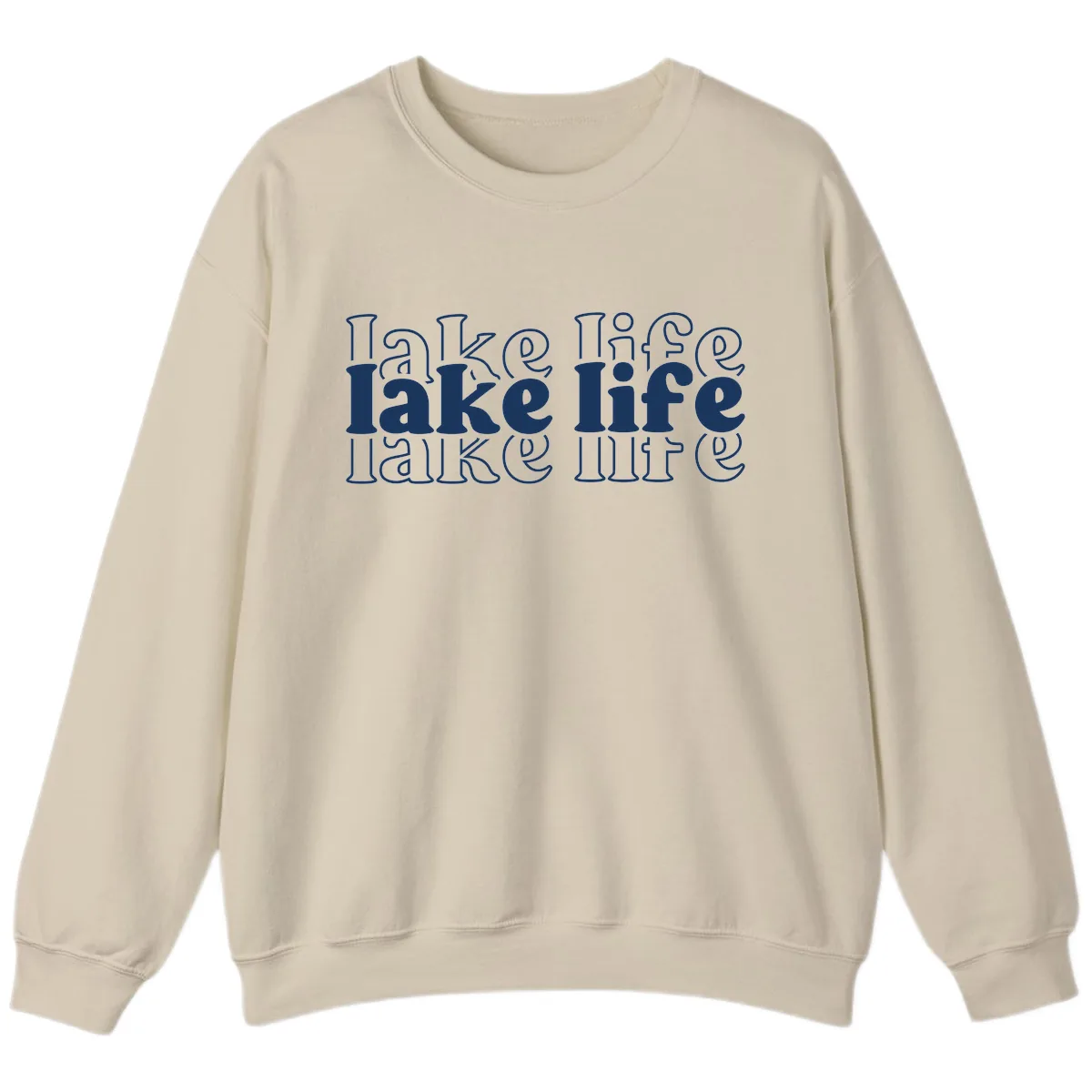 Lake Life Retro Typography Design Sweatshirt in Sand