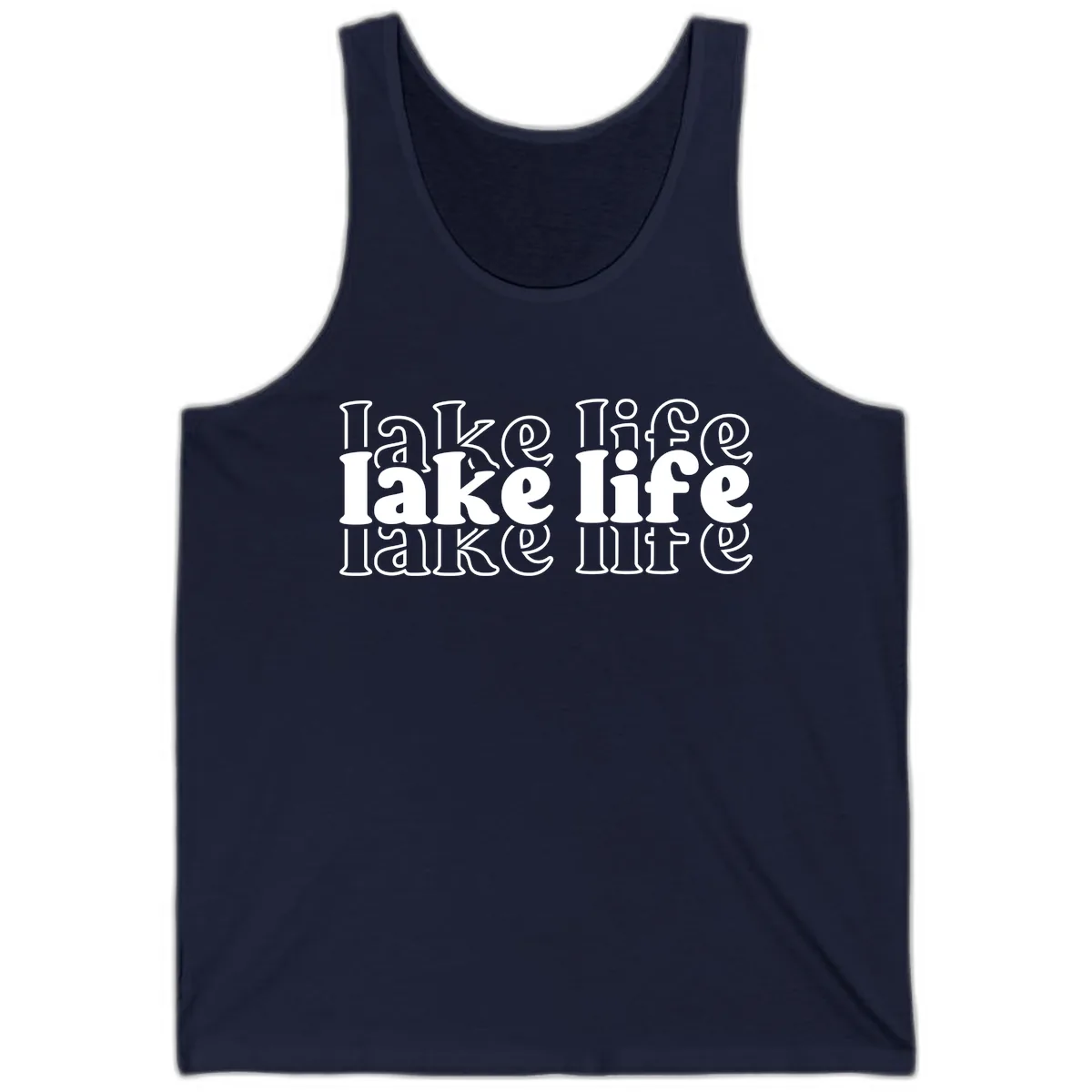 Lake Life Retro Typography Design Tank in Navy