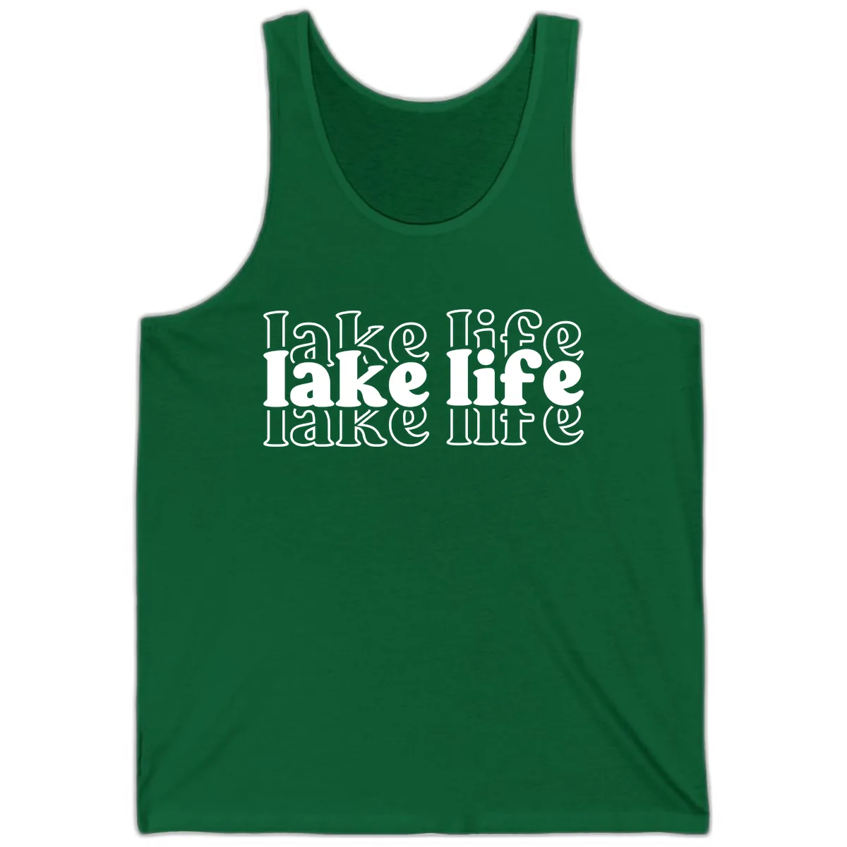 Lake Life Retro Typography Design Tank in Kelly