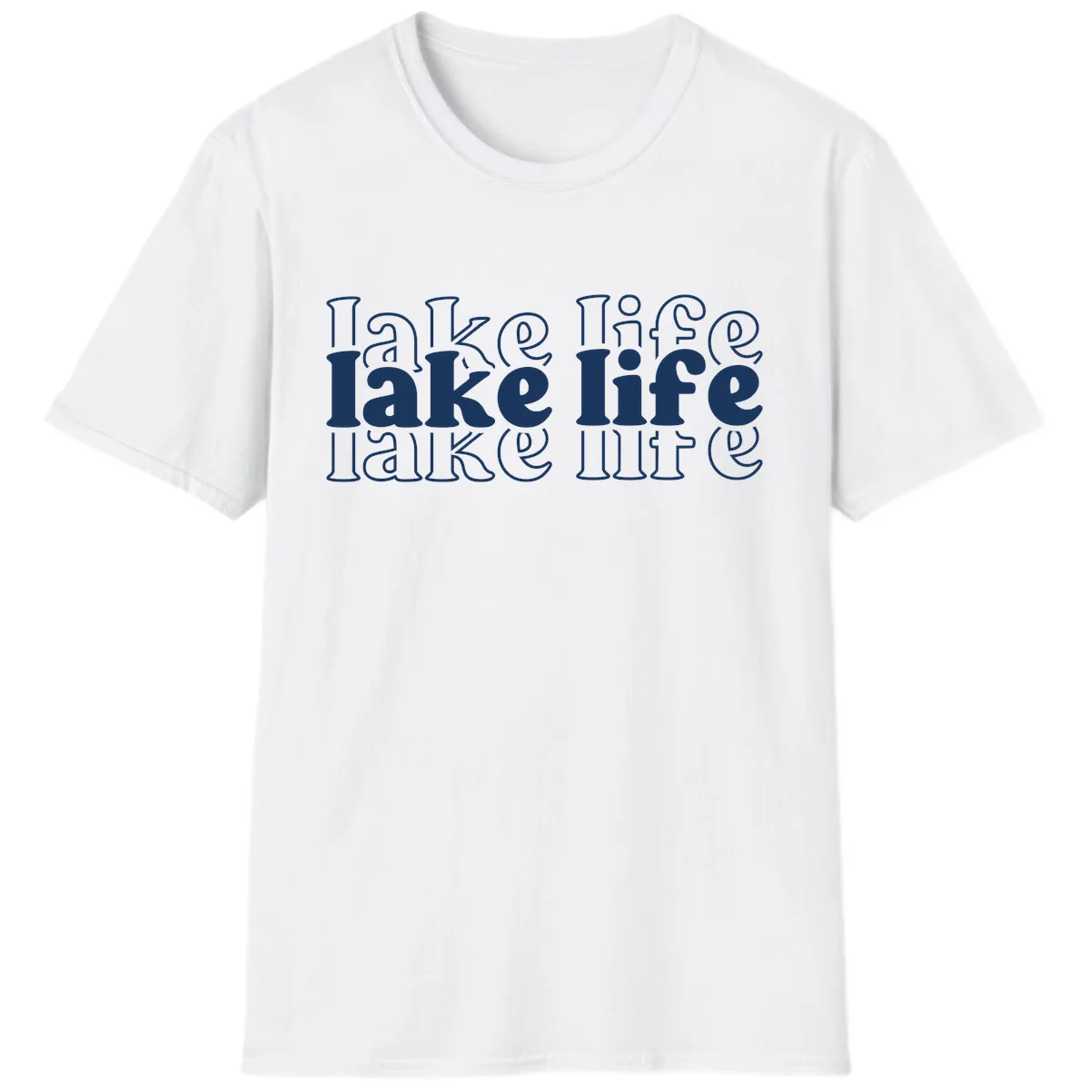 Lake Life Retro Typography Design T-Shirt in White