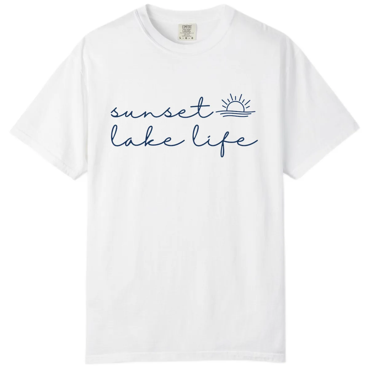 Sunset Lake Life Script Design Comfort Color in White