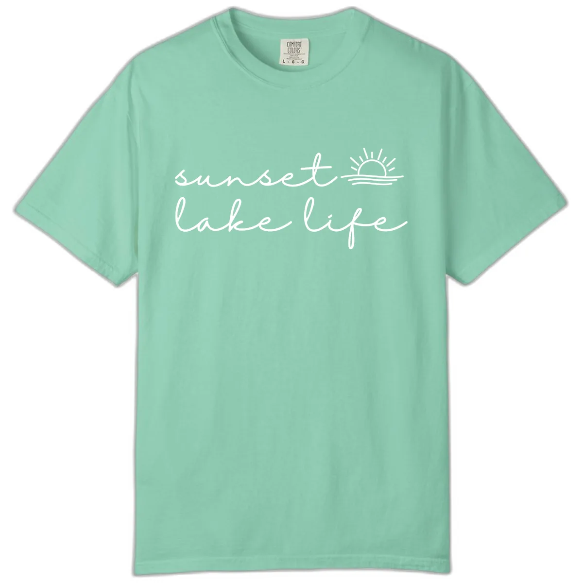 Sunset Lake Life Script Design Comfort Color in Island Reef