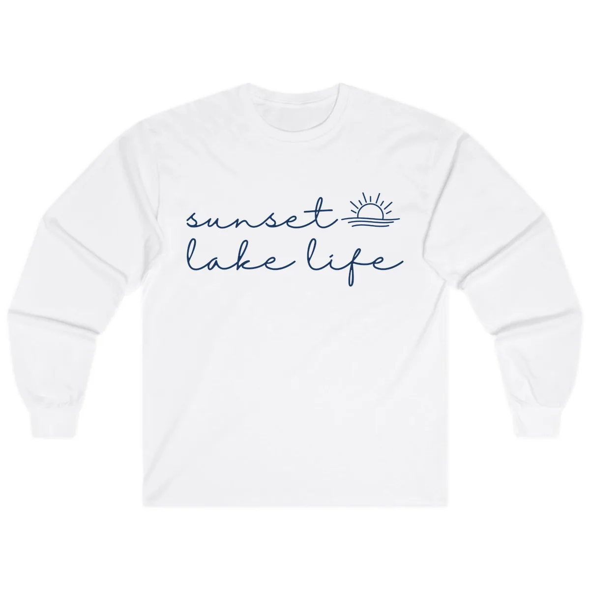 Sunset Lake Life Script Design Long Sleeve in White