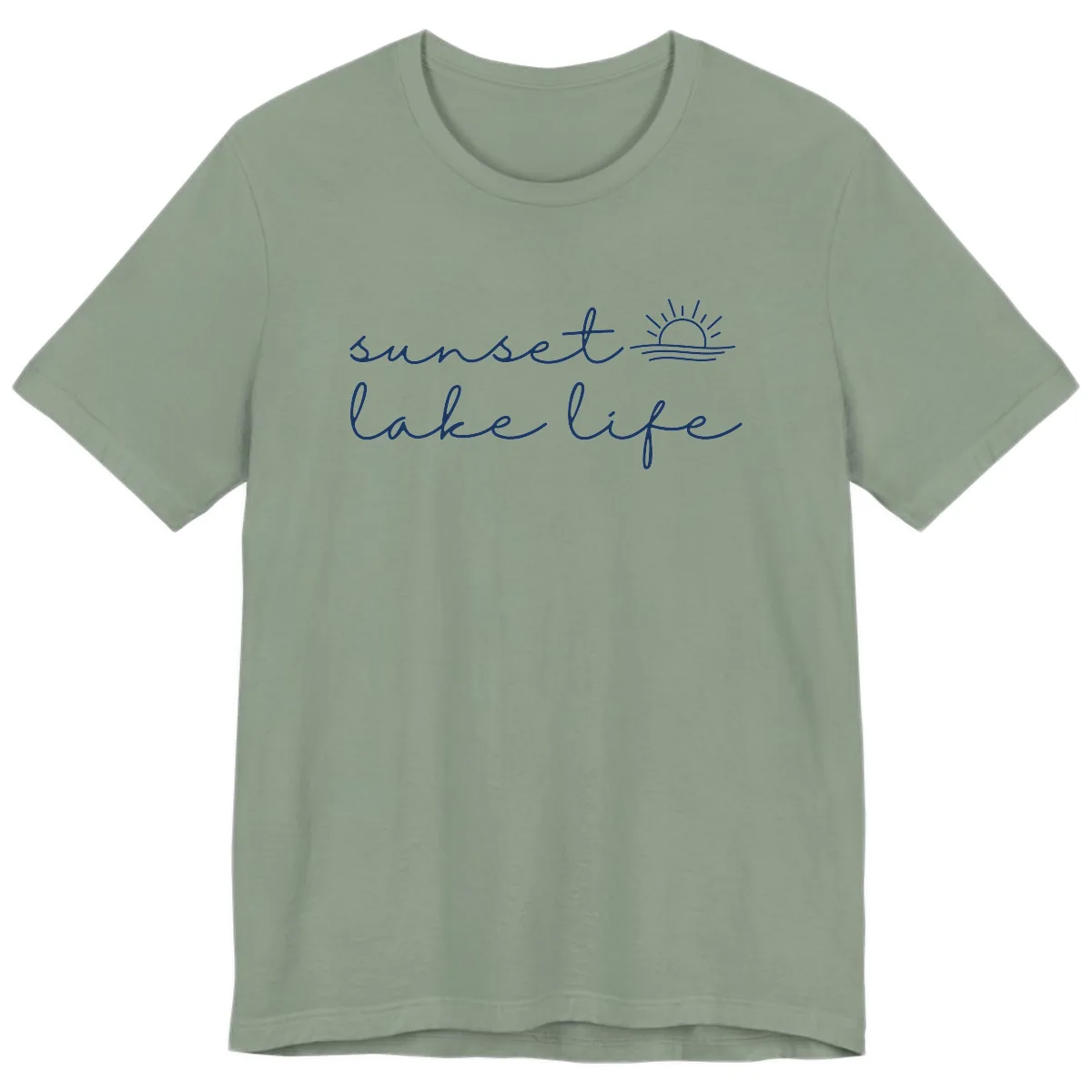 Sunset Lake Life Script Design Premium T-Shirt in Sage