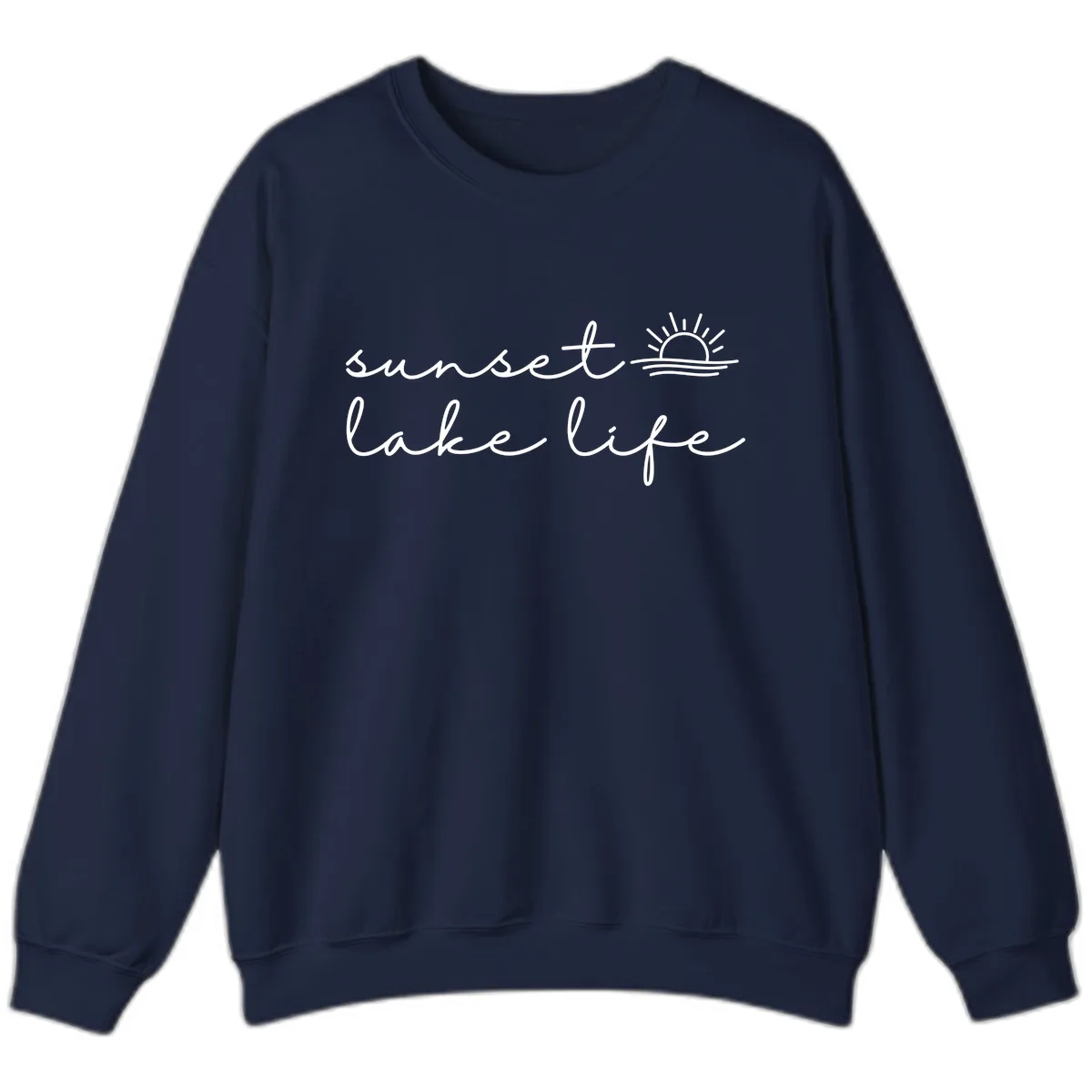 Sunset Lake Life Script Design Sweatshirt in Navy