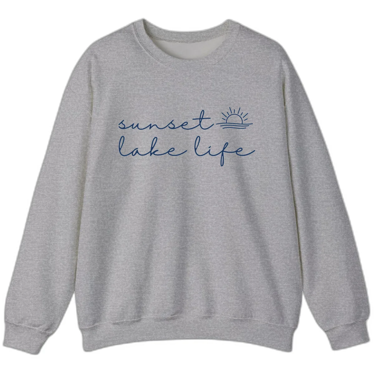 Sunset Lake Life Script Design Sweatshirt in Sport Grey