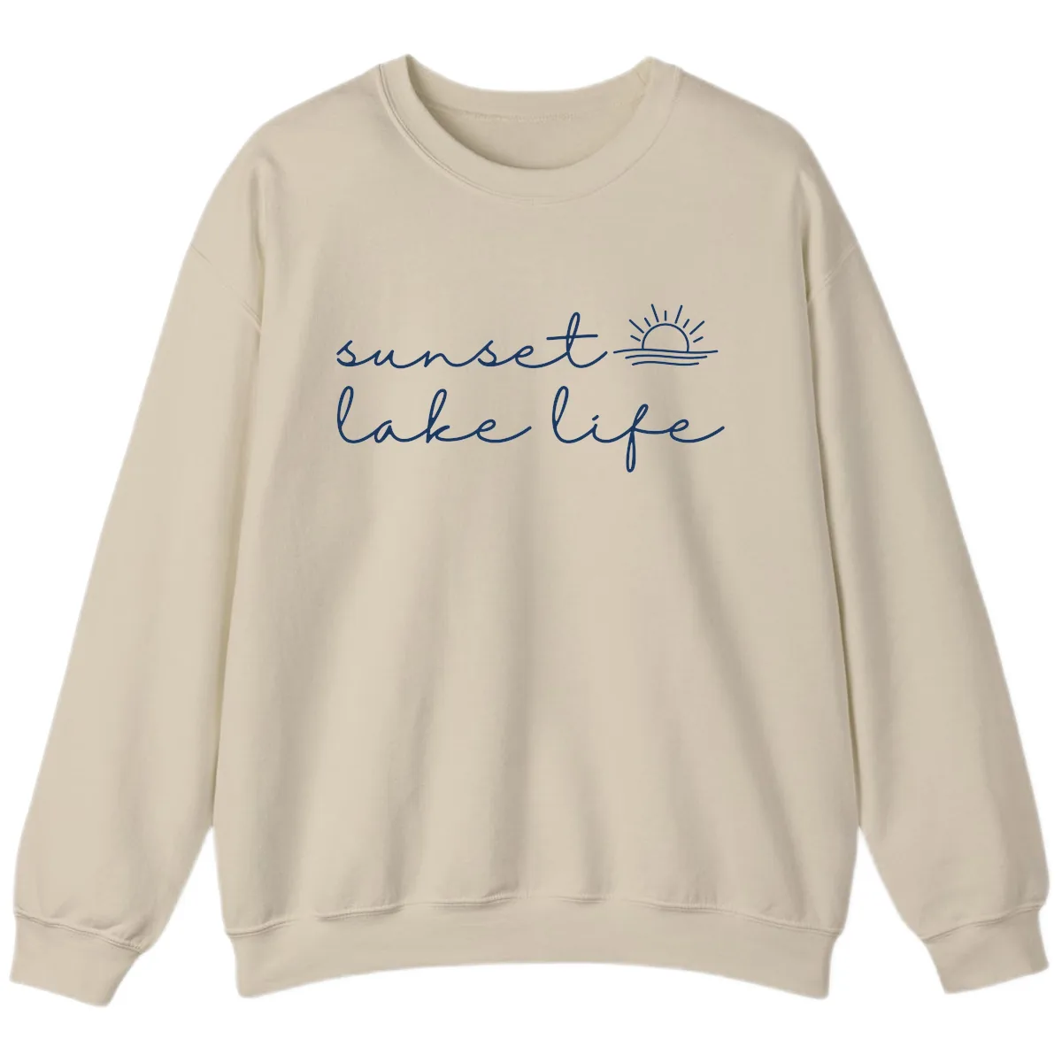Sunset Lake Life Script Design Sweatshirt in Sand