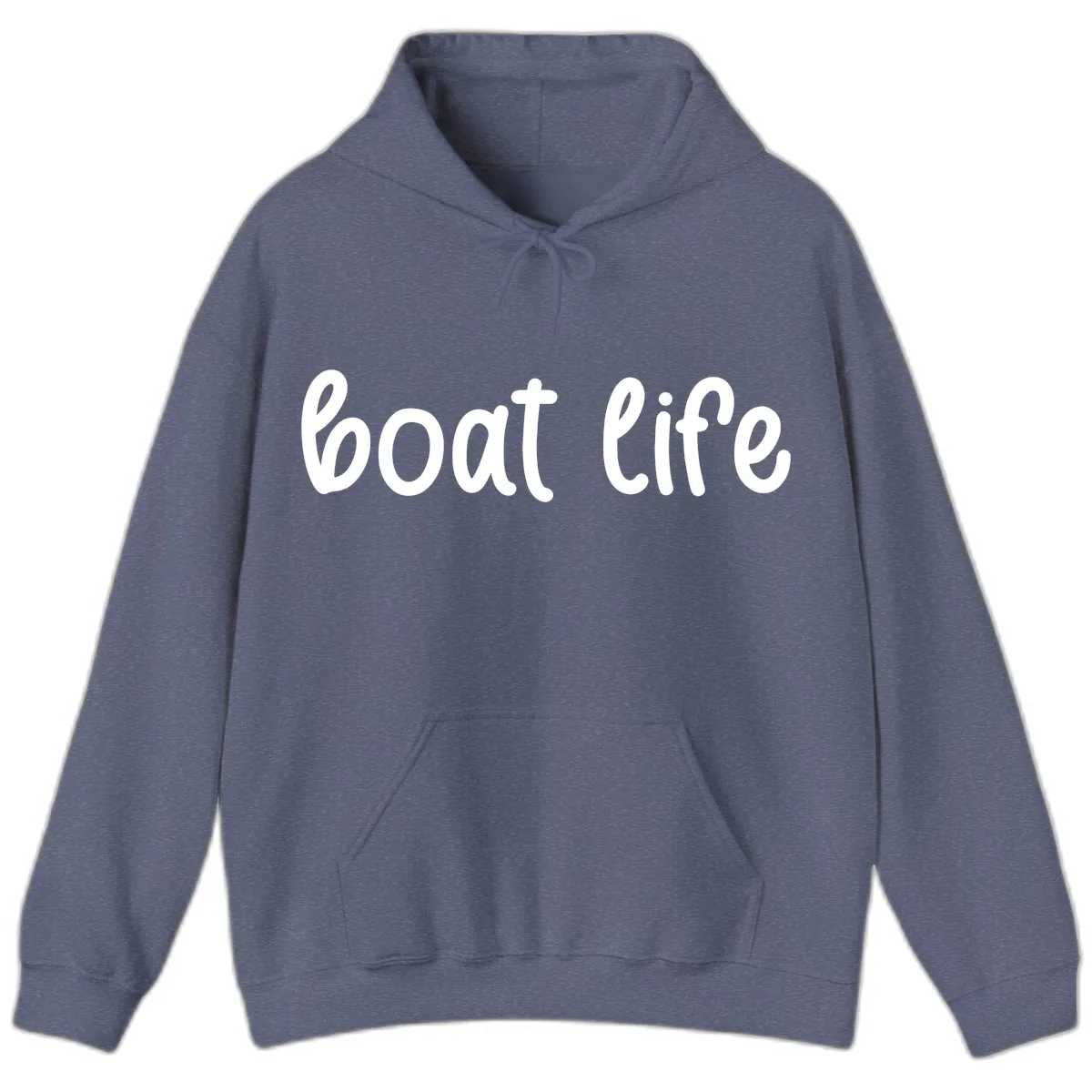 Boat Life Script Design Hoodie in Heather Navy