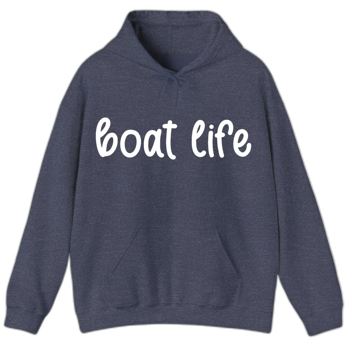 Boat Life Script Design Hoodie in Heather Sport Dark Navy