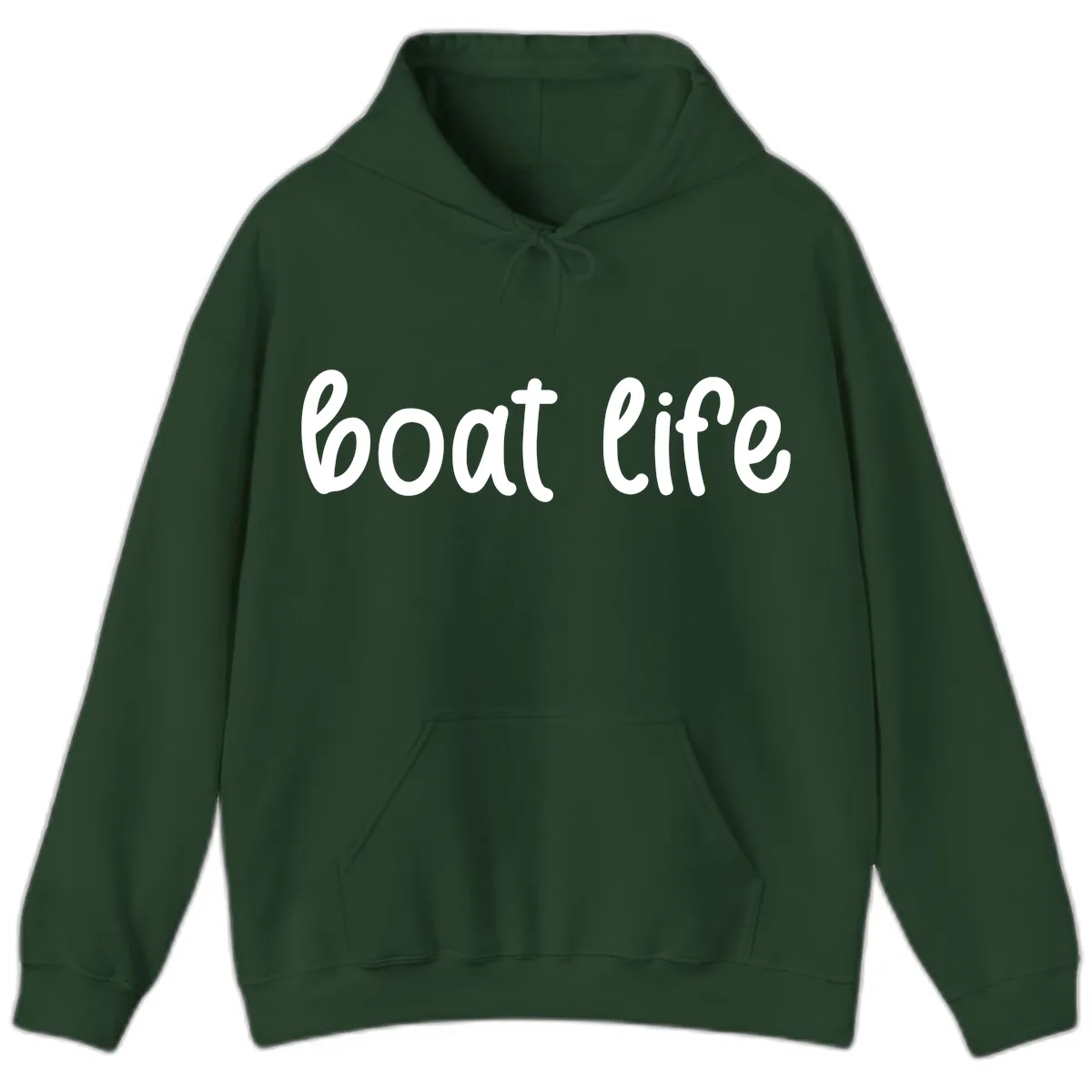 Boat Life Script Design Hoodie in Forest Green