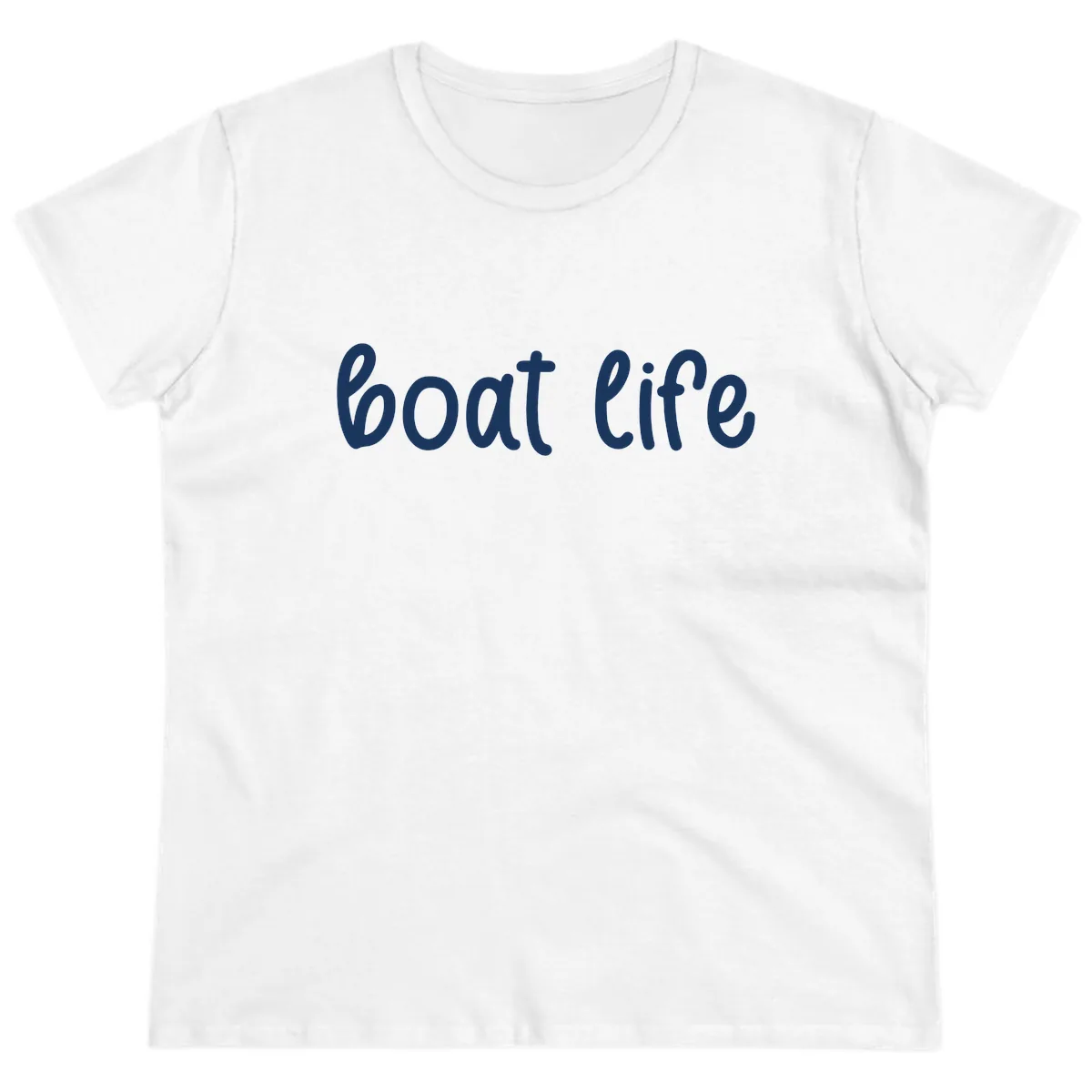 Boat Life Script Design Ladies Tee in White
