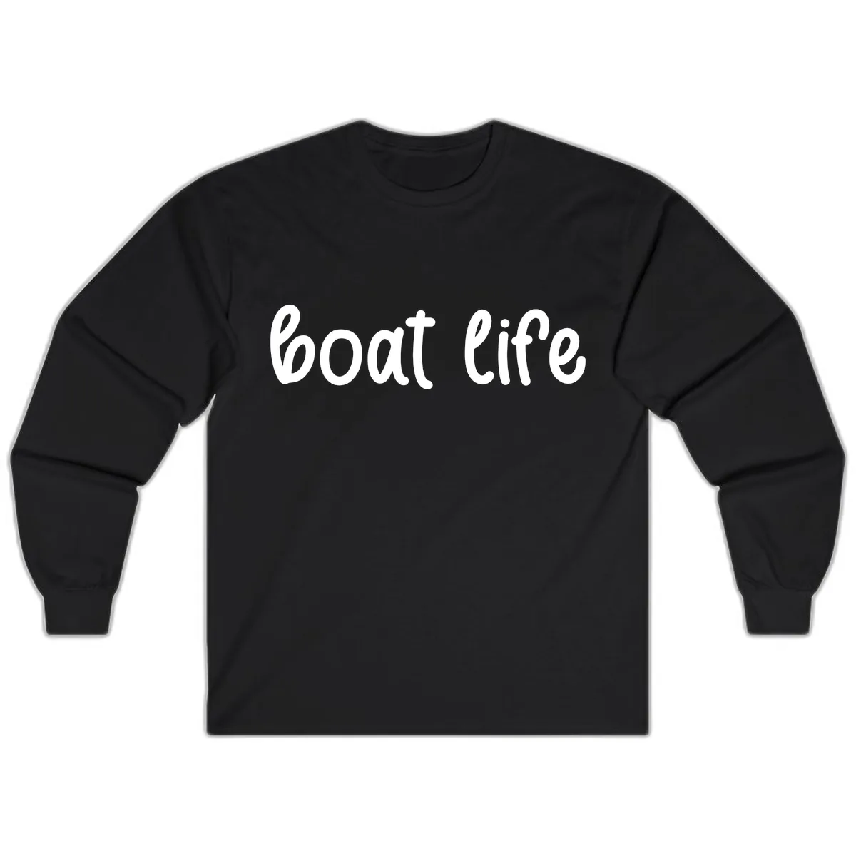 Boat Life Script Design Long Sleeve in Black