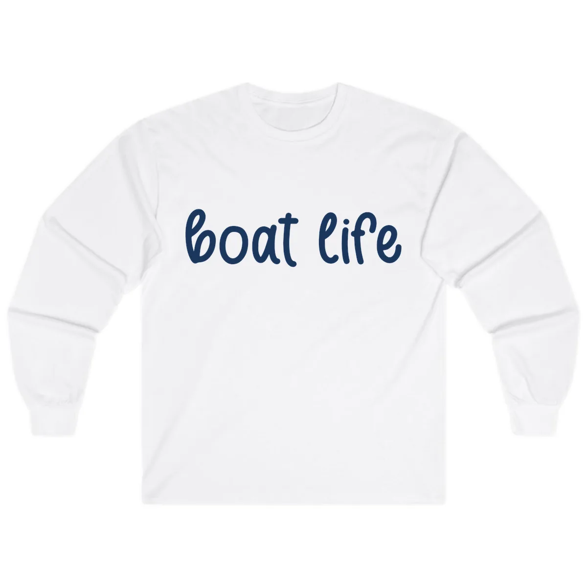 Boat Life Script Design Long Sleeve in White
