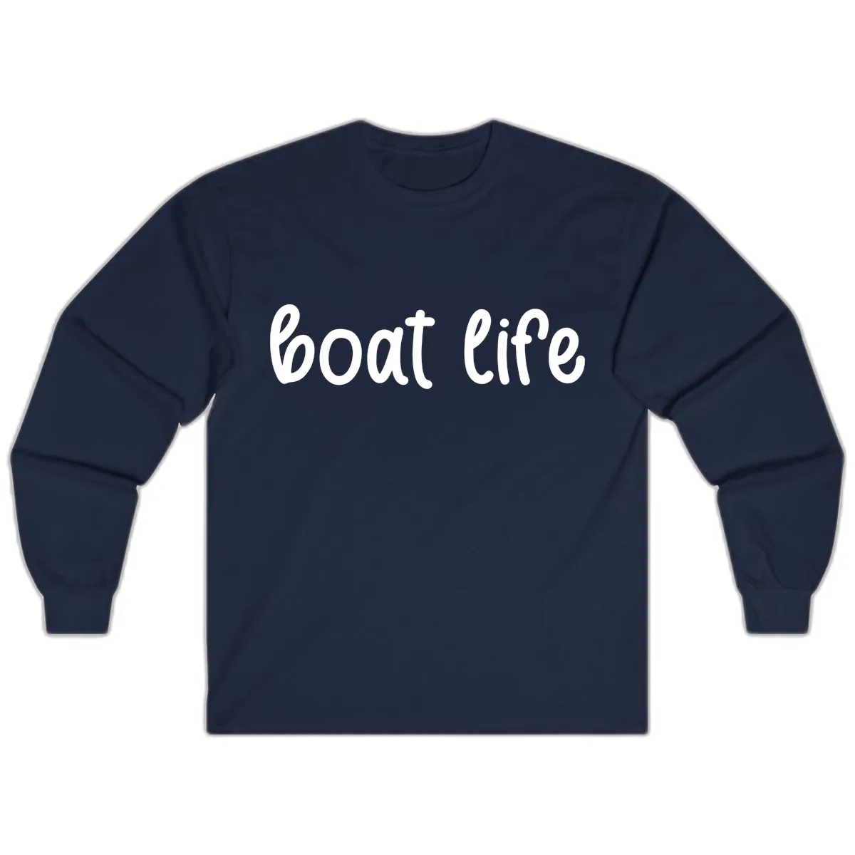 Boat Life Script Design Long Sleeve in Navy