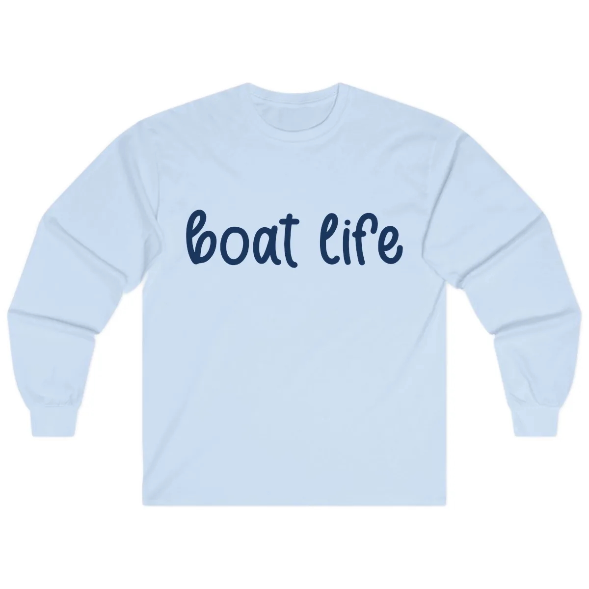 Boat Life Script Design Long Sleeve in Light Blue