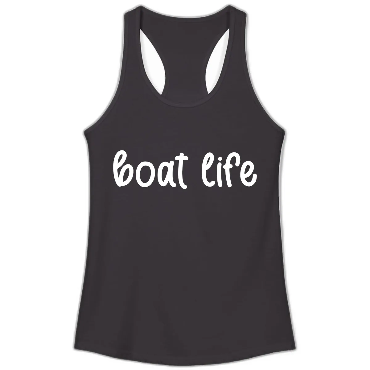 Boat Life Script Design Ladies Tank in Black