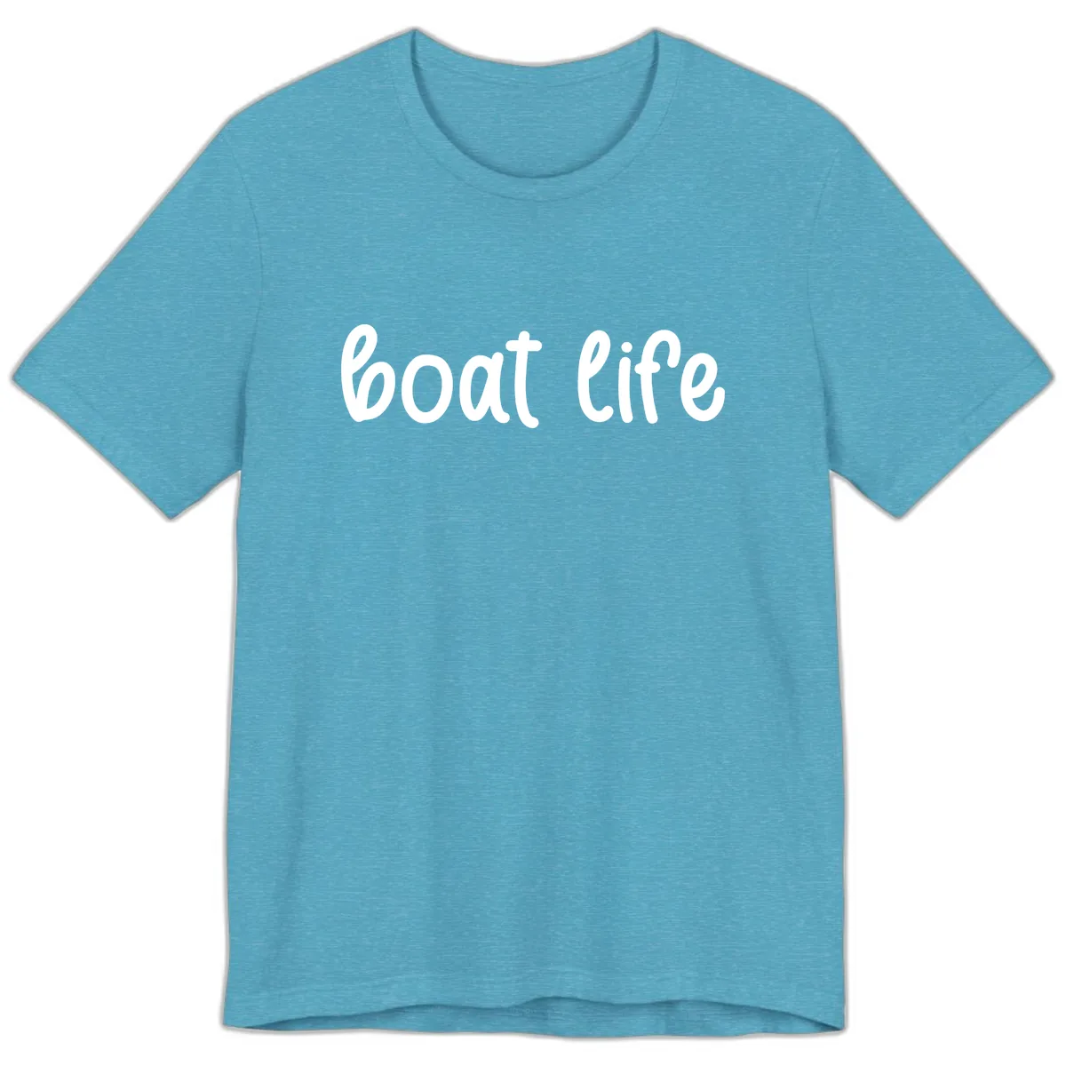 Boat Life Script Design Premium T-Shirt in Heather Aqua