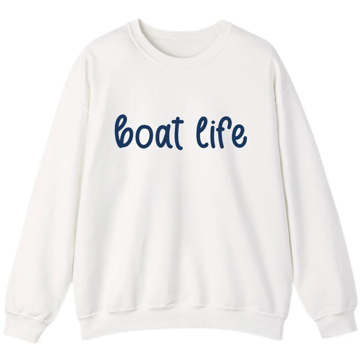 Boat Life Script Design Sweatshirt in White