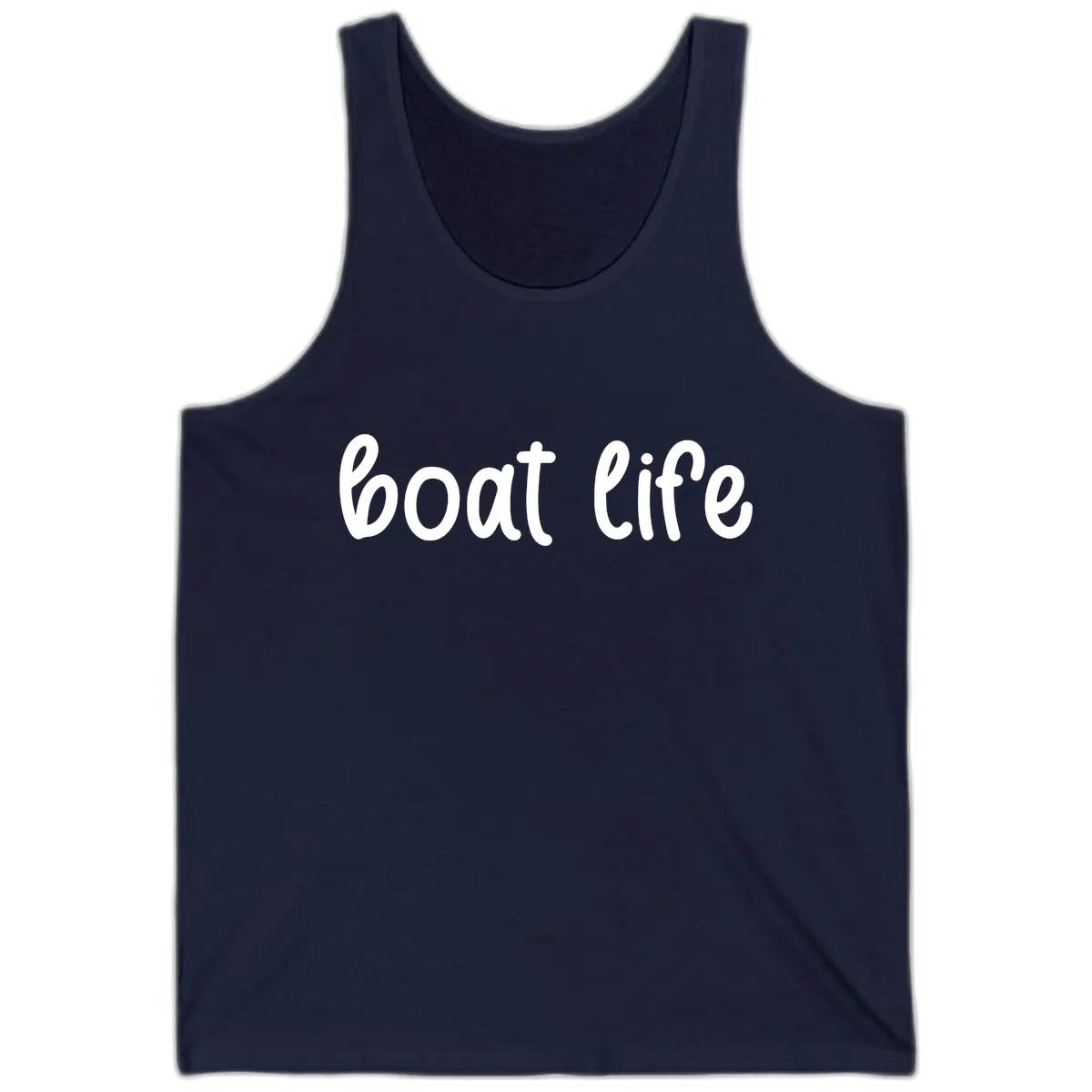 Boat Life Script Design Tank in Navy