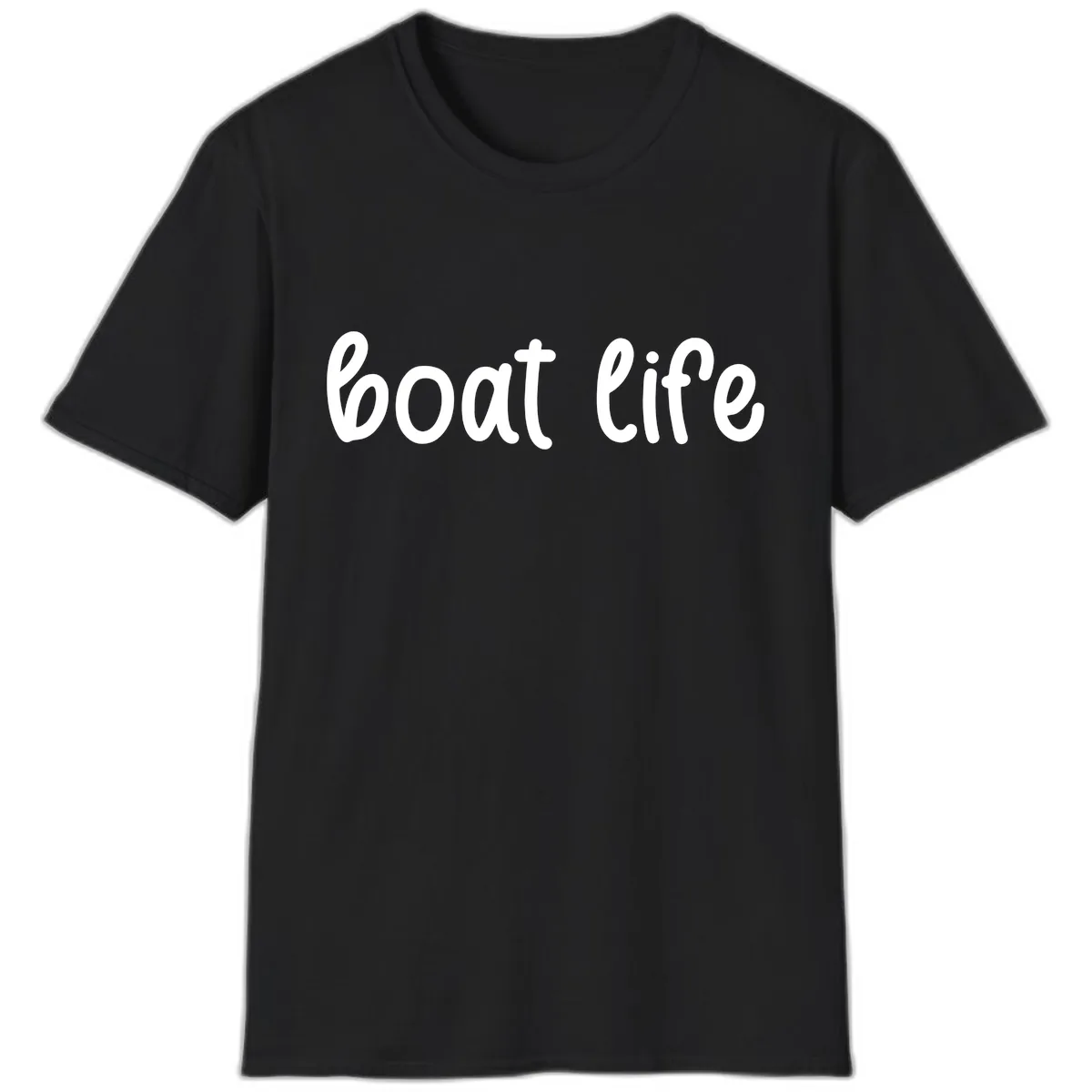 Boat Life Script Design T-Shirt in Black