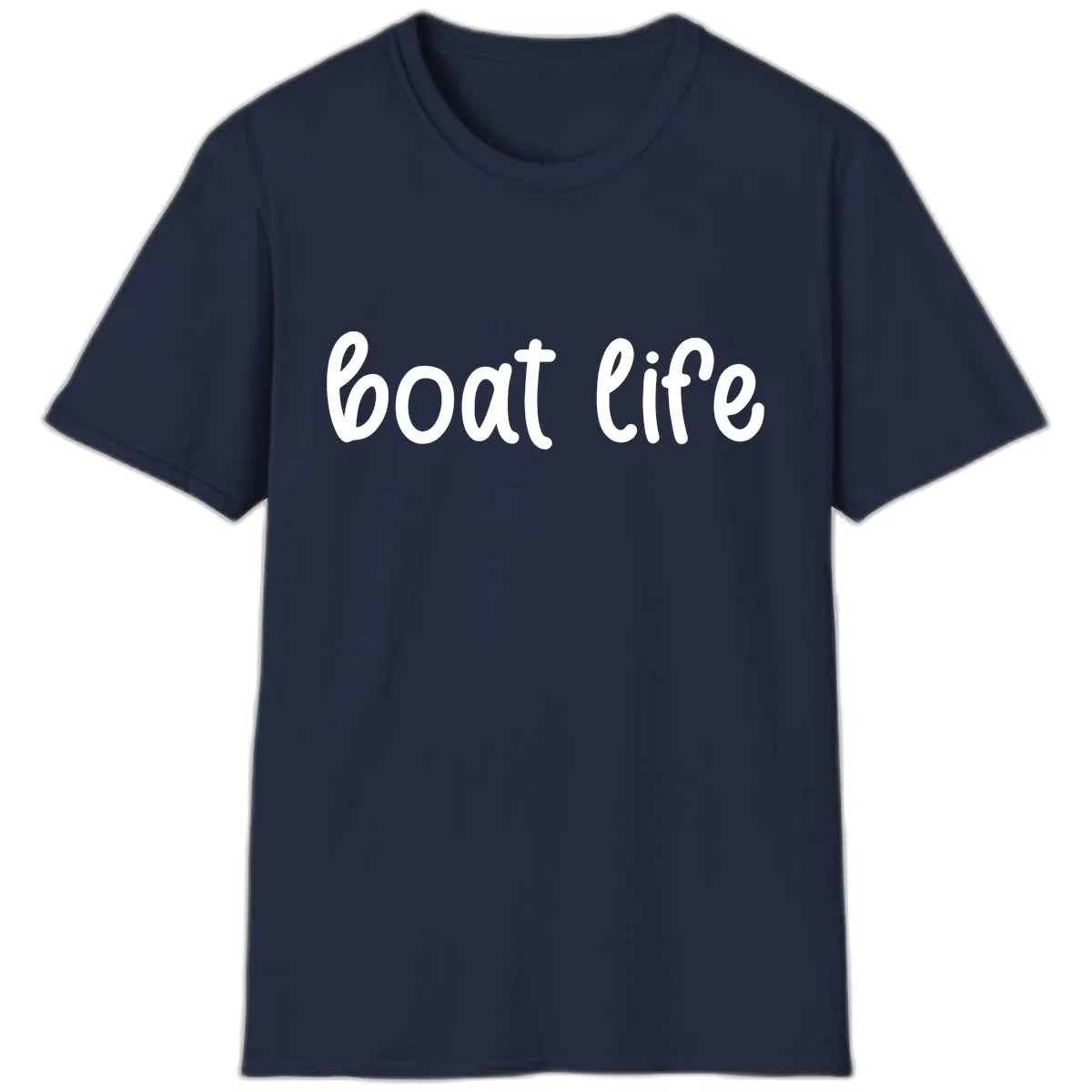 Boat Life Script Design T-Shirt in Navy
