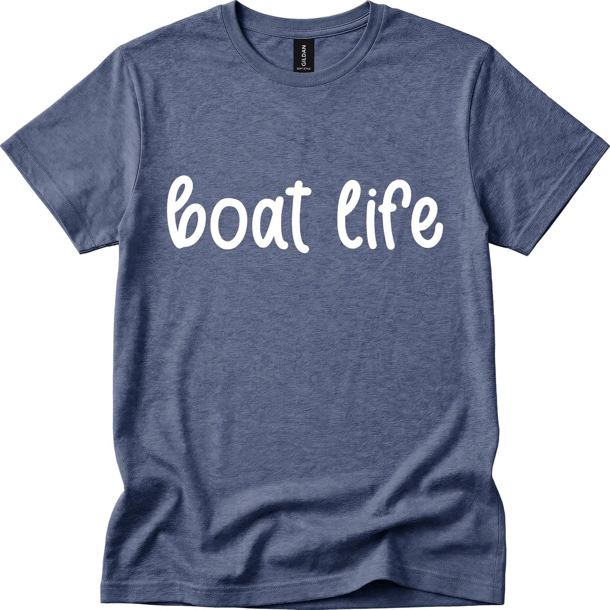 Boat Life Script Design T-Shirt in Heather Navy