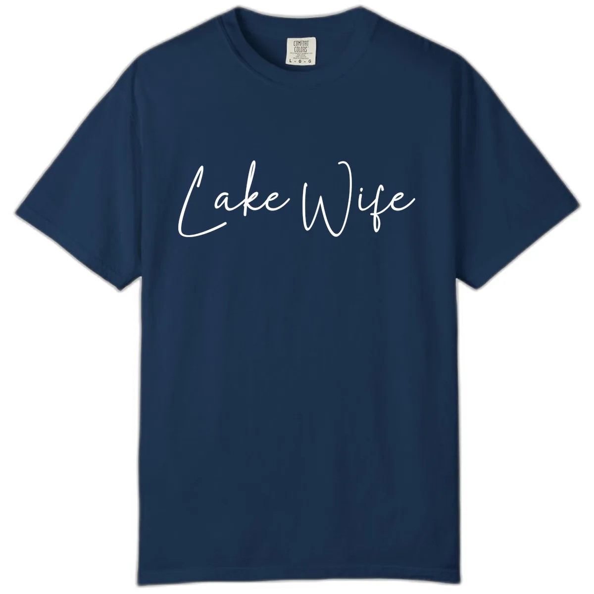 Lake Wife Script Design Comfort Color in Navy