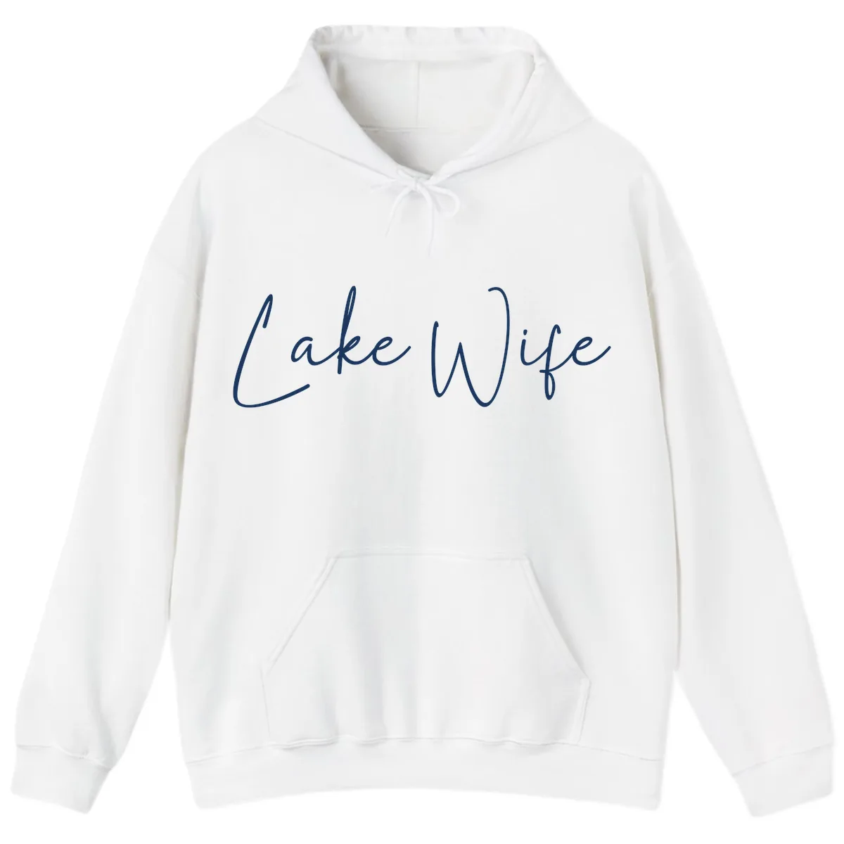 Lake Wife Script Design Hoodie in White