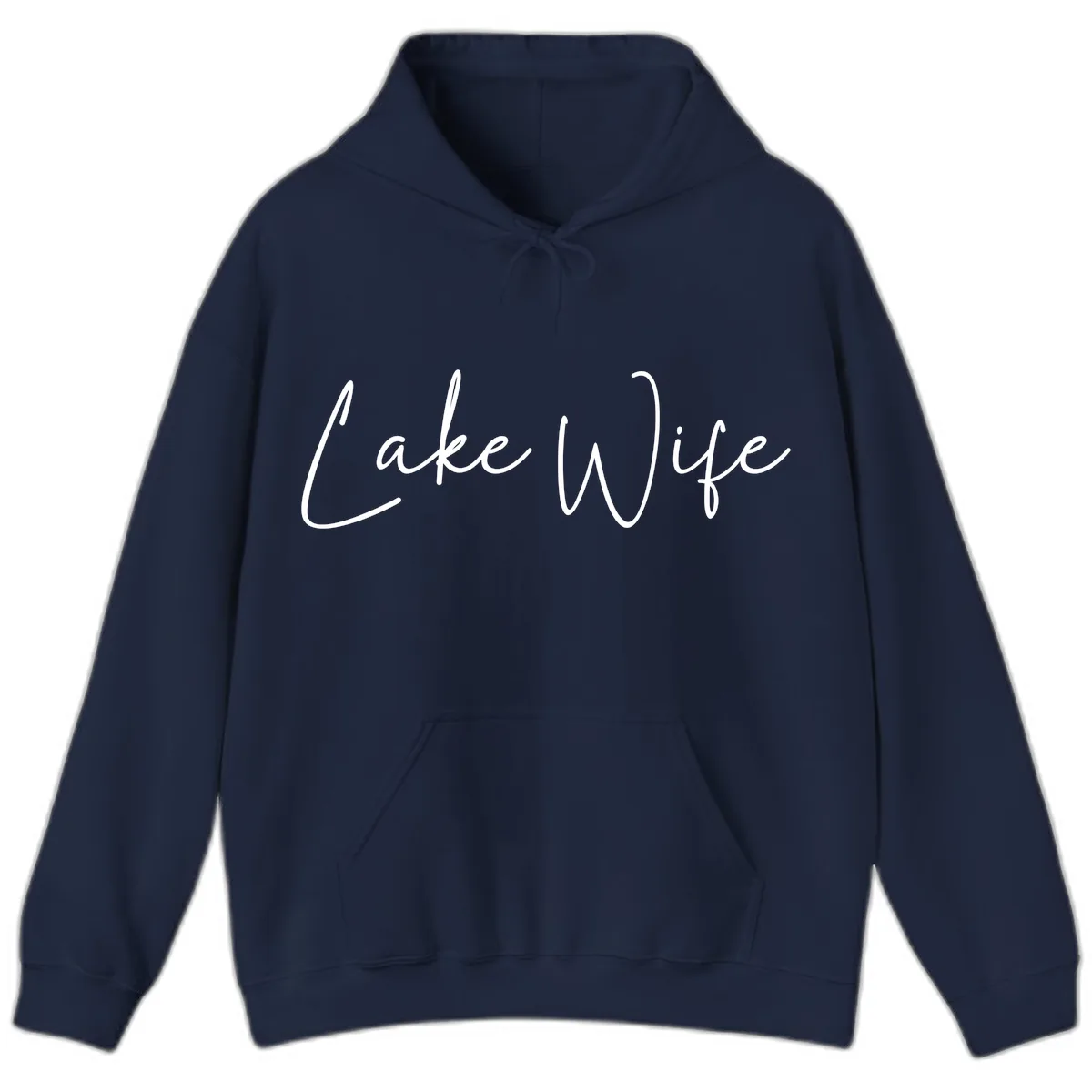 Lake Wife Script Design Hoodie in Navy