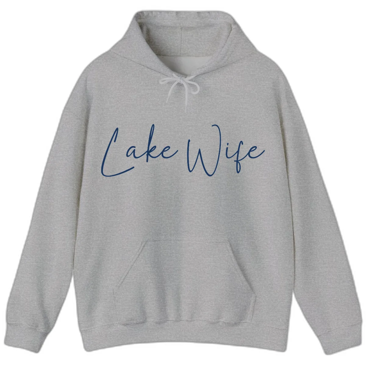 Lake Wife Script Design Hoodie in Sport Grey