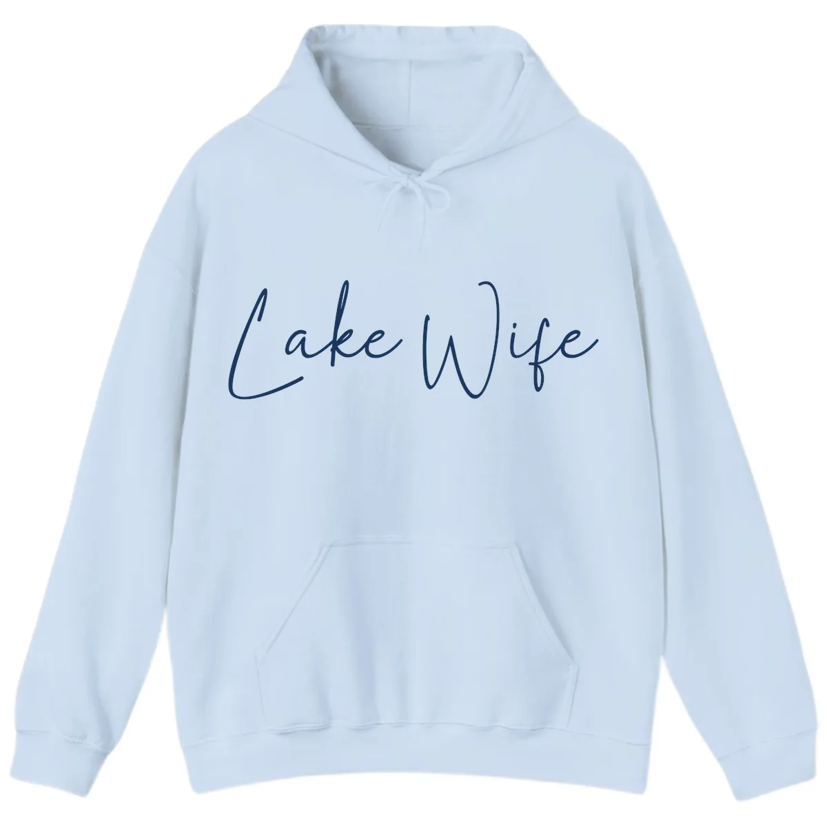 Lake Wife Script Design Hoodie in Light Blue
