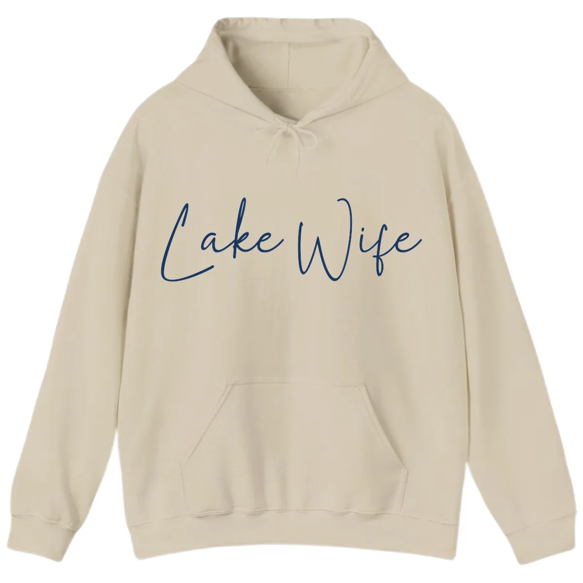 Lake Wife Script Design Hoodie in Sand
